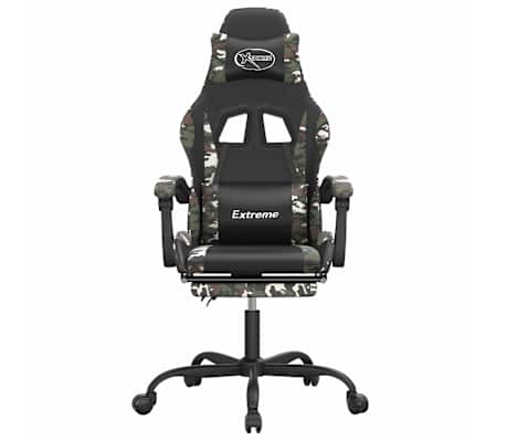 vidaXL Chaise de jeu avec repose-pied Noir et camouflage Similicuir