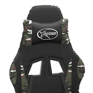 Herní židle s podnožkou černá a maskáčová umělá kůže - obrázek 11