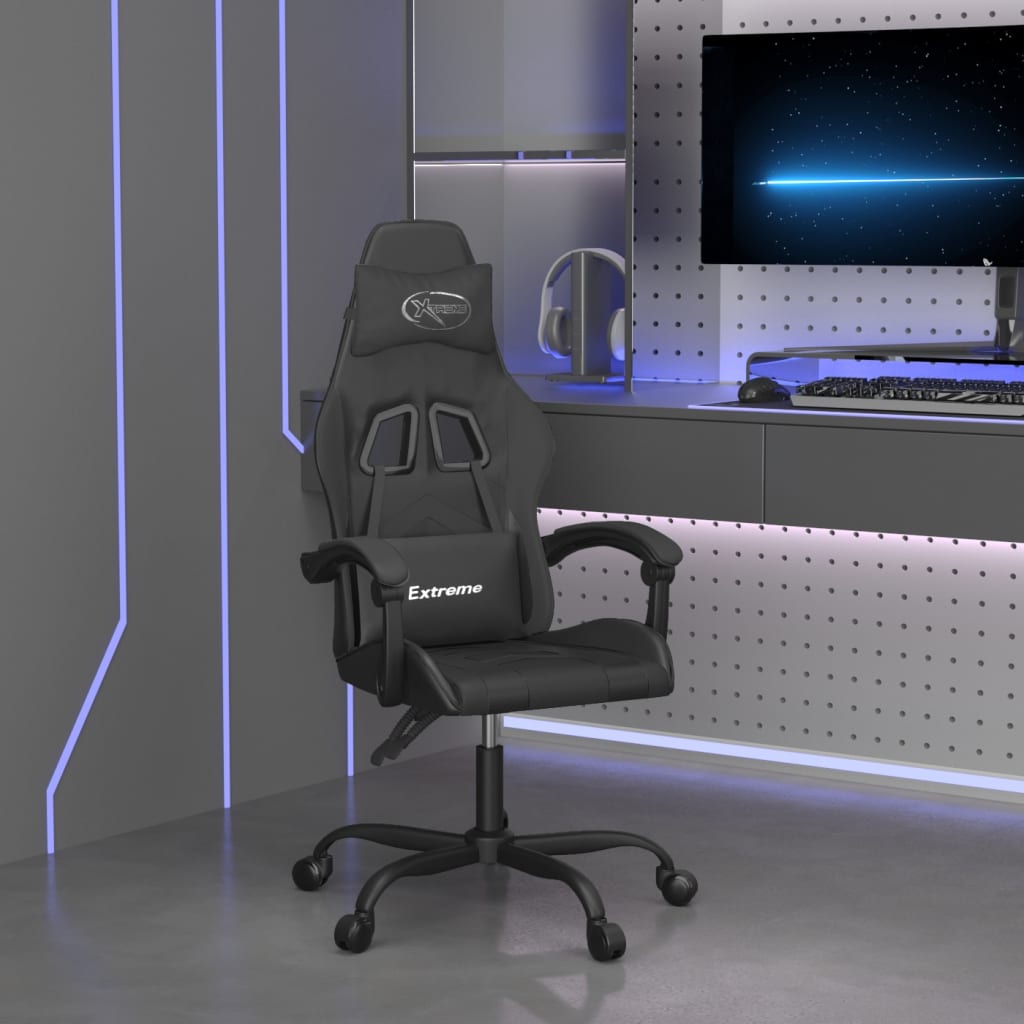 vidaXL Cadeira de gaming couro artificial preto