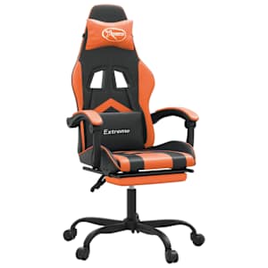 vidaXL m&auml;nguritool jalatoega, must ja oranž, kunstnahk