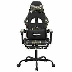 vidaXL Cadeira gaming c/ apoio p&eacute;s couro artificial preto e camuflado