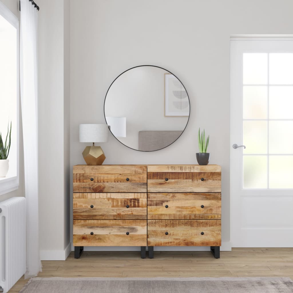 vidaXL Sideboards 2 Stk. 60x33x75 cm Raues Mangoholz