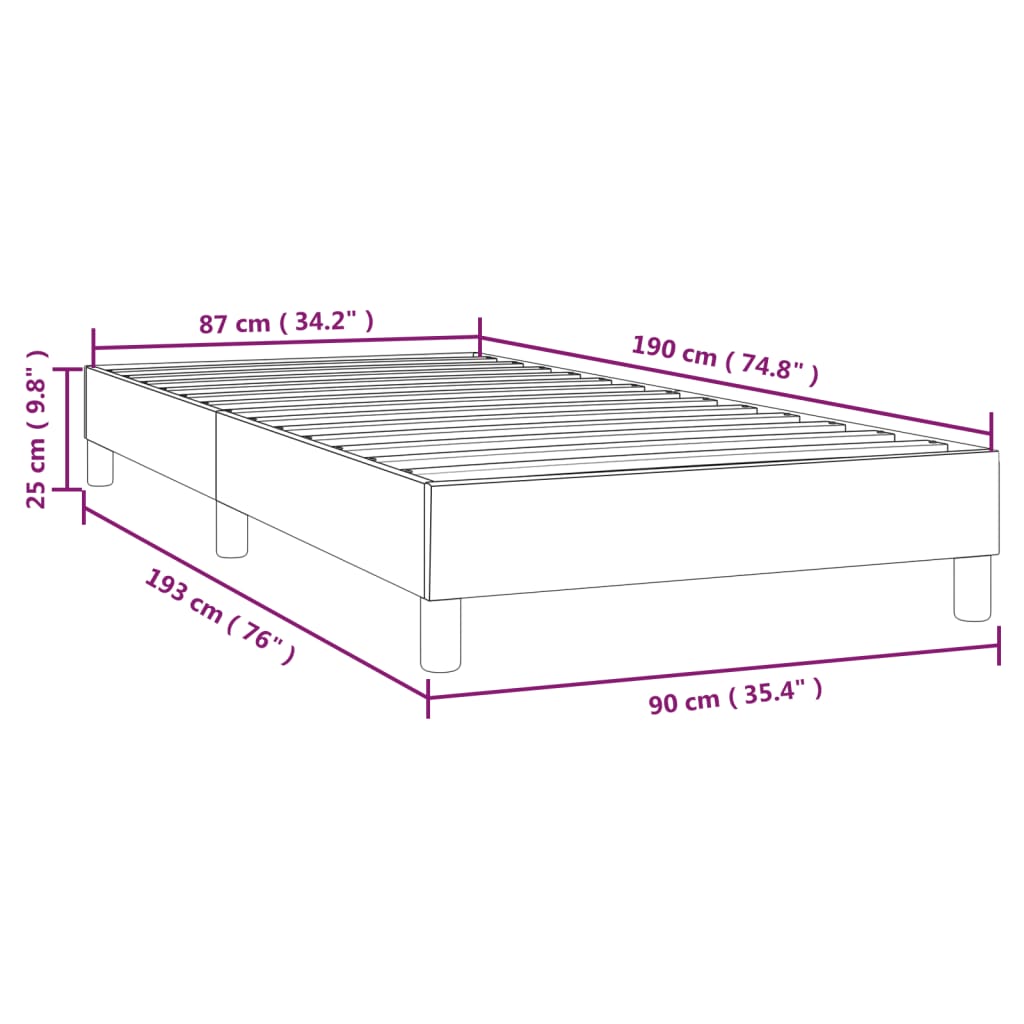 Box spring posteljni okvir črn 90x190 cm blago