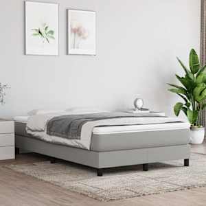 Posteljni okvir z vzmetmi svetlo siv 120x200 cm blago