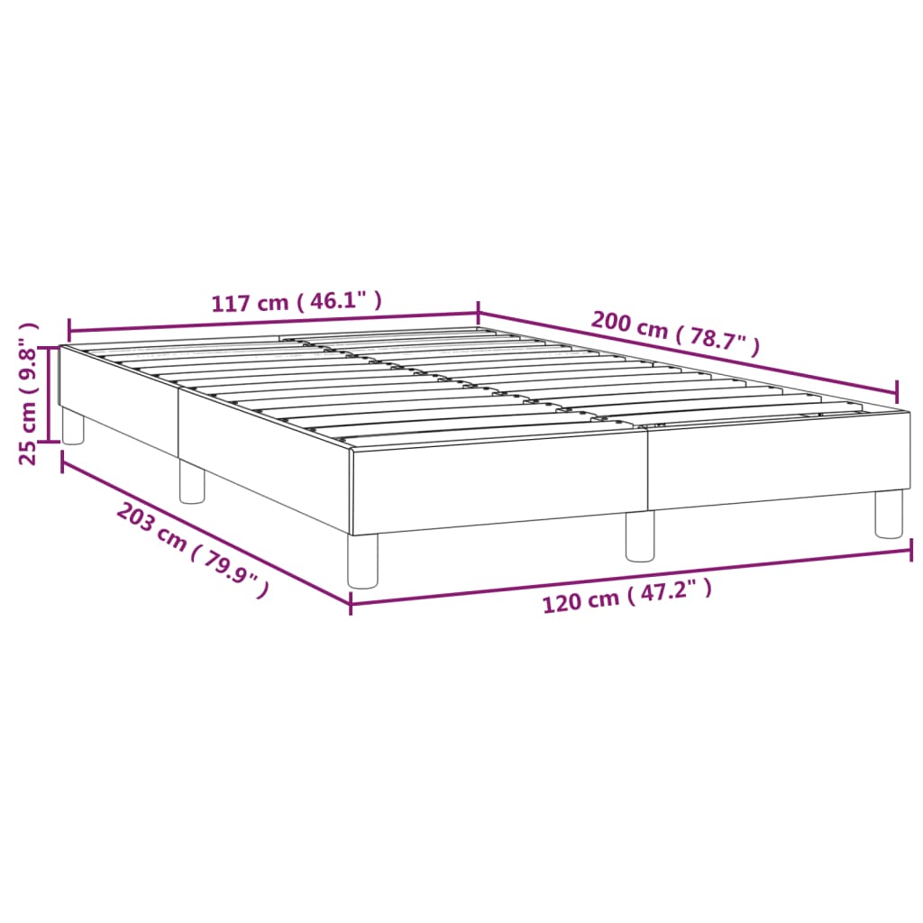 Box spring posteljni okvir temno siv 120x200 cm blago