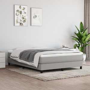 Rám postele s boxspringem světle šedý 140 x 190 cm textil - obrázek 1