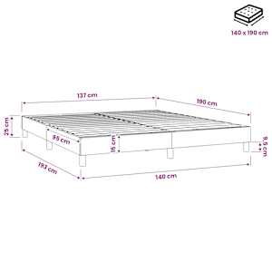 Rám postele s boxspringem tmavě šedý 140 x 190 cm textil - obrázek 9