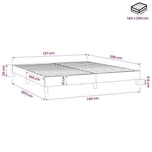 Rám postele s boxspringem krémový 140 x 200 cm textil - obrázek 9