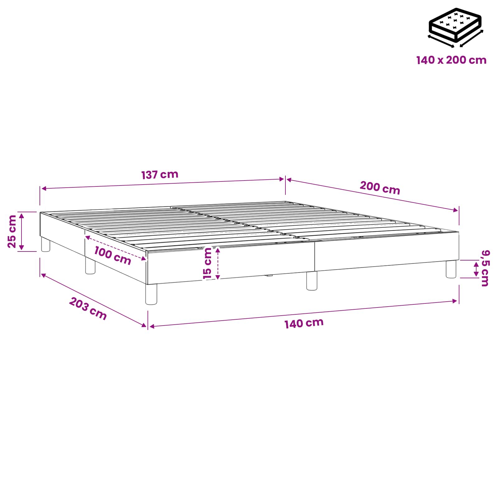 Rám postele s boxspringem zelený 140 x 200 cm textil - obrázek 9