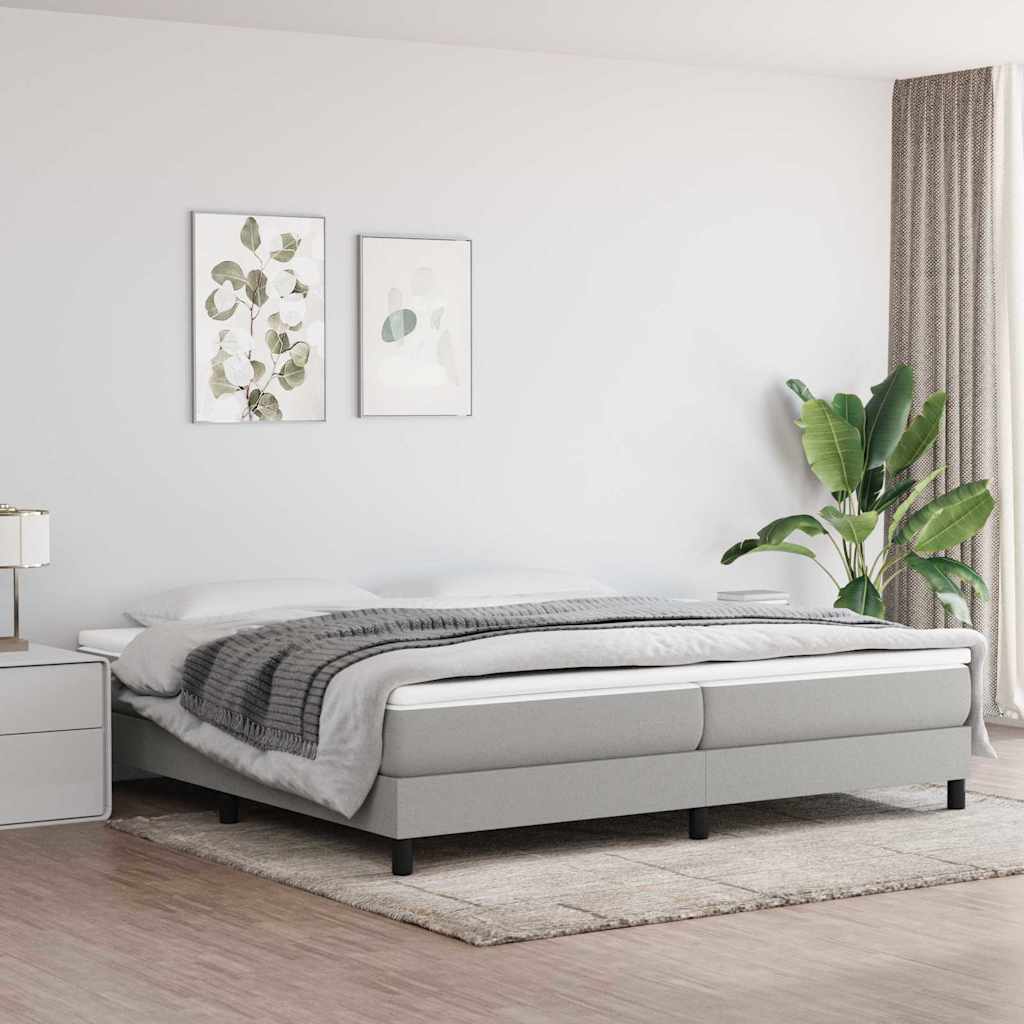 vidaXL ��ko kontynentalne, jasnoszara, 200x200 cm, obita tkanin�
