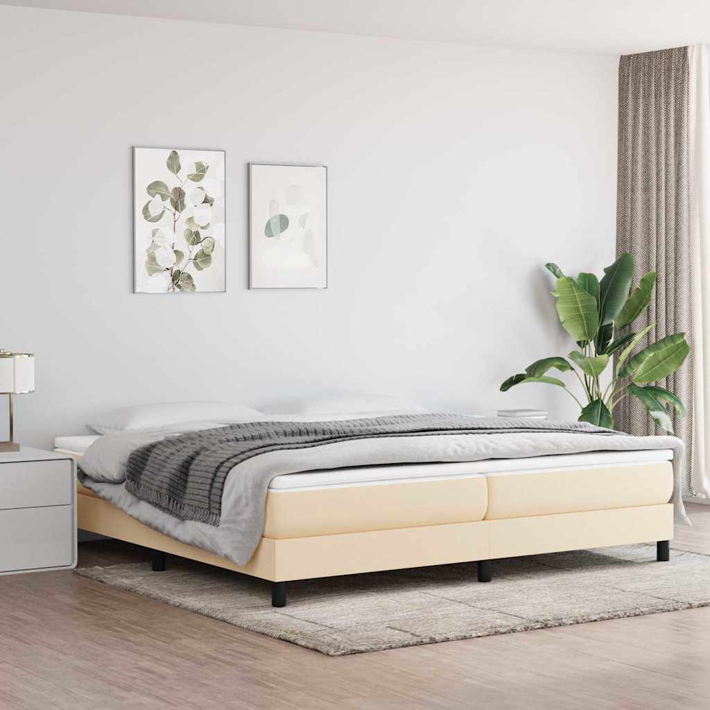 vidaXL ��ko kontynentalne, kremowa, 200x200 cm, obita tkanin�