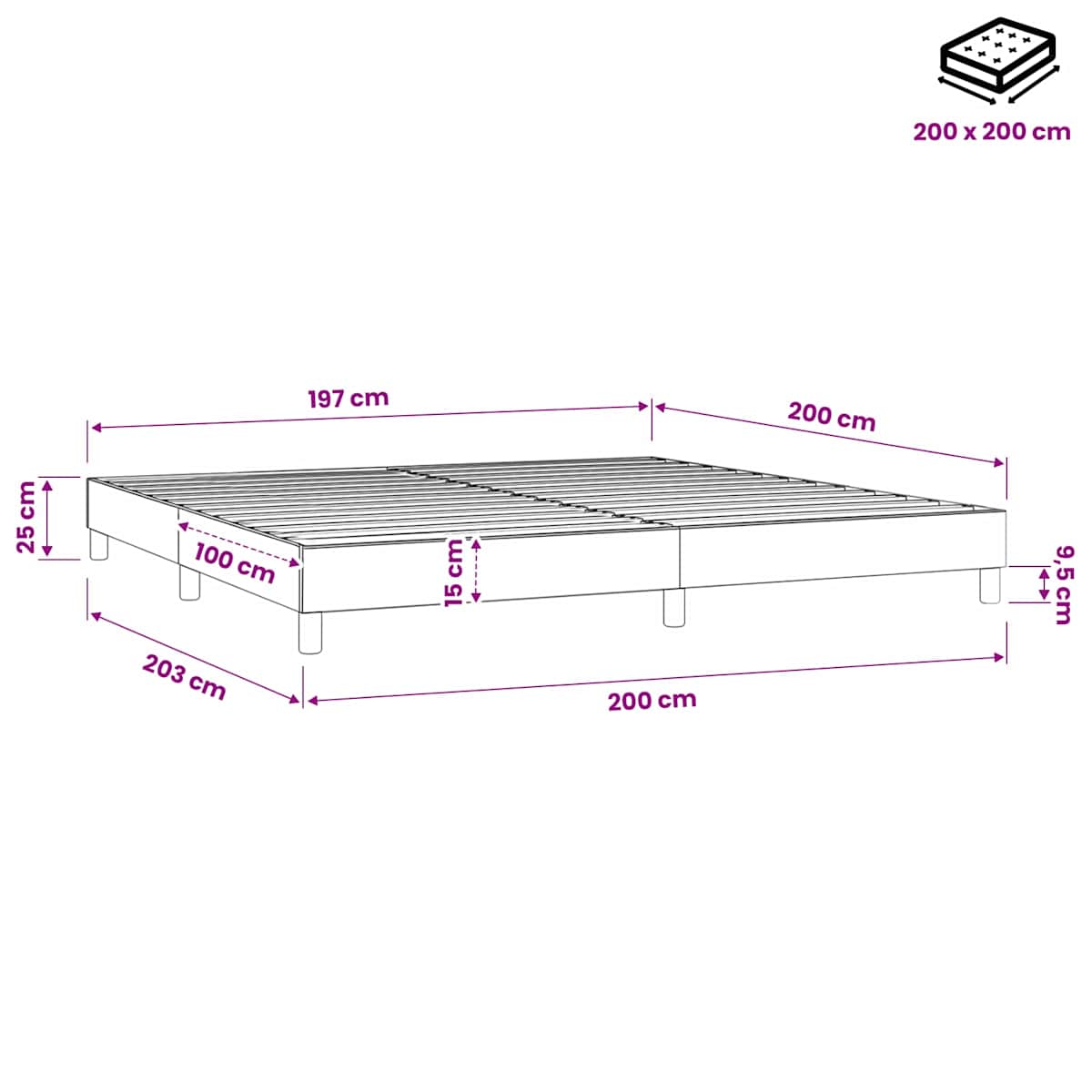 Boxspring sengeramme stof - Billede 8