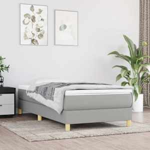 Posteljni okvir z vzmetmi svetlo siv 80x200 cm blago