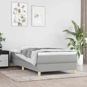 Rám postele s boxspringem světle šedá 90 x 190 cm textil - obrázek 1
