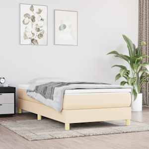 Rám postele s boxspringem krémová 100 x 200 cm textil - obrázek 1
