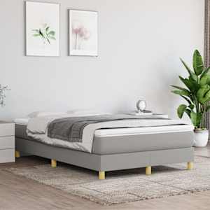 Posteljni okvir z vzmetmi svetlo siv 120x200 cm blago