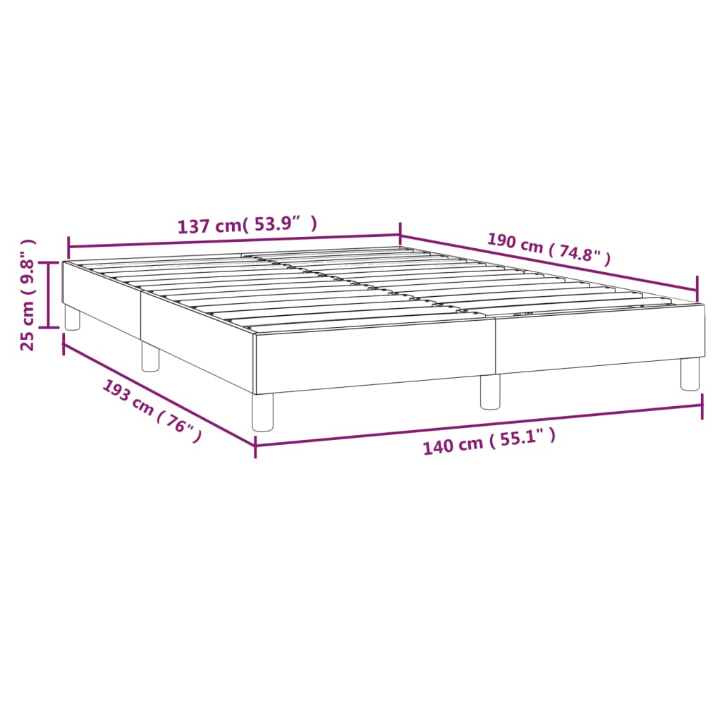 Box spring posteljni okvir svetlo siv 140x190 cm blago