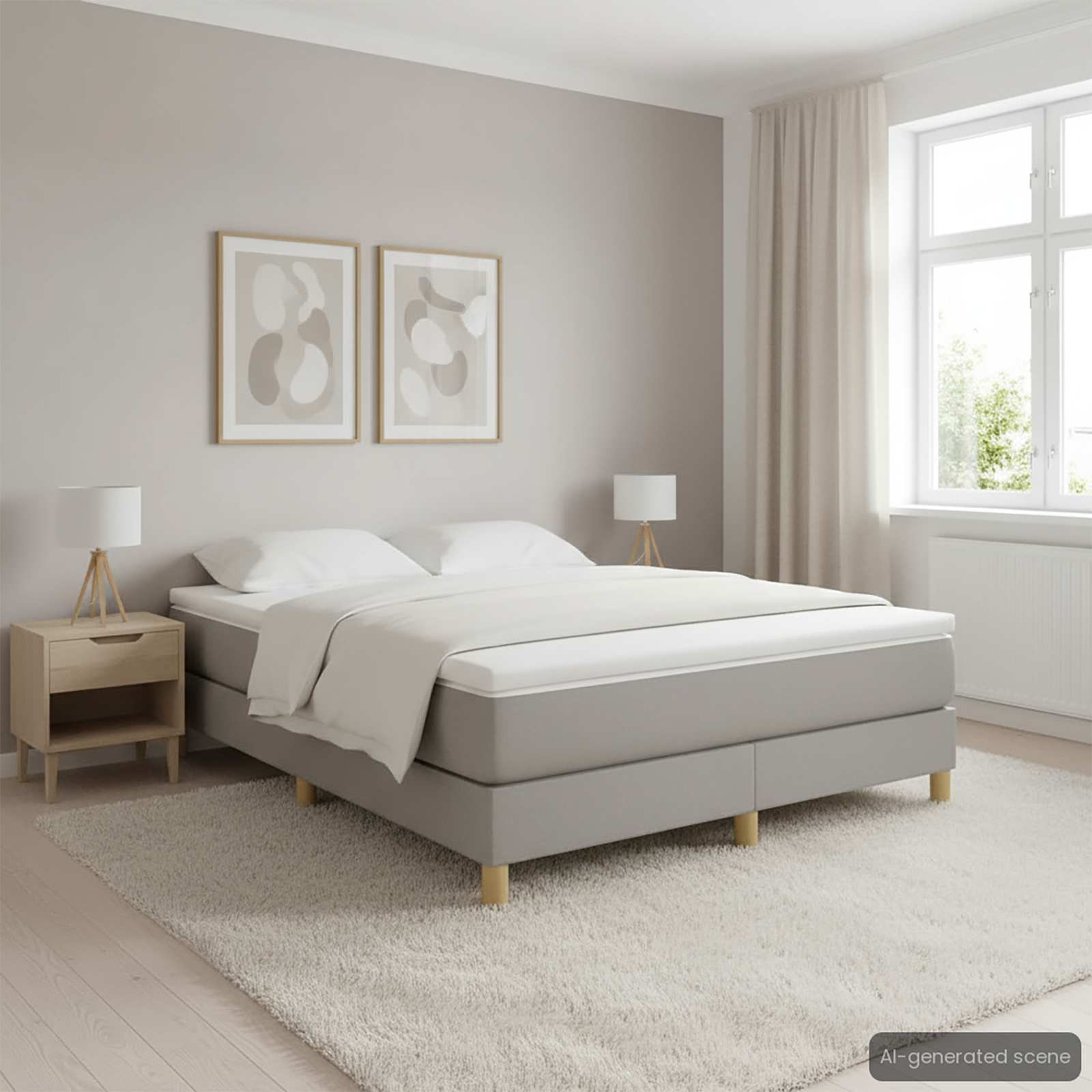 vidaXL ��ko kontynentalne, jasnoszara, 140x200 cm, obita tkanin�
