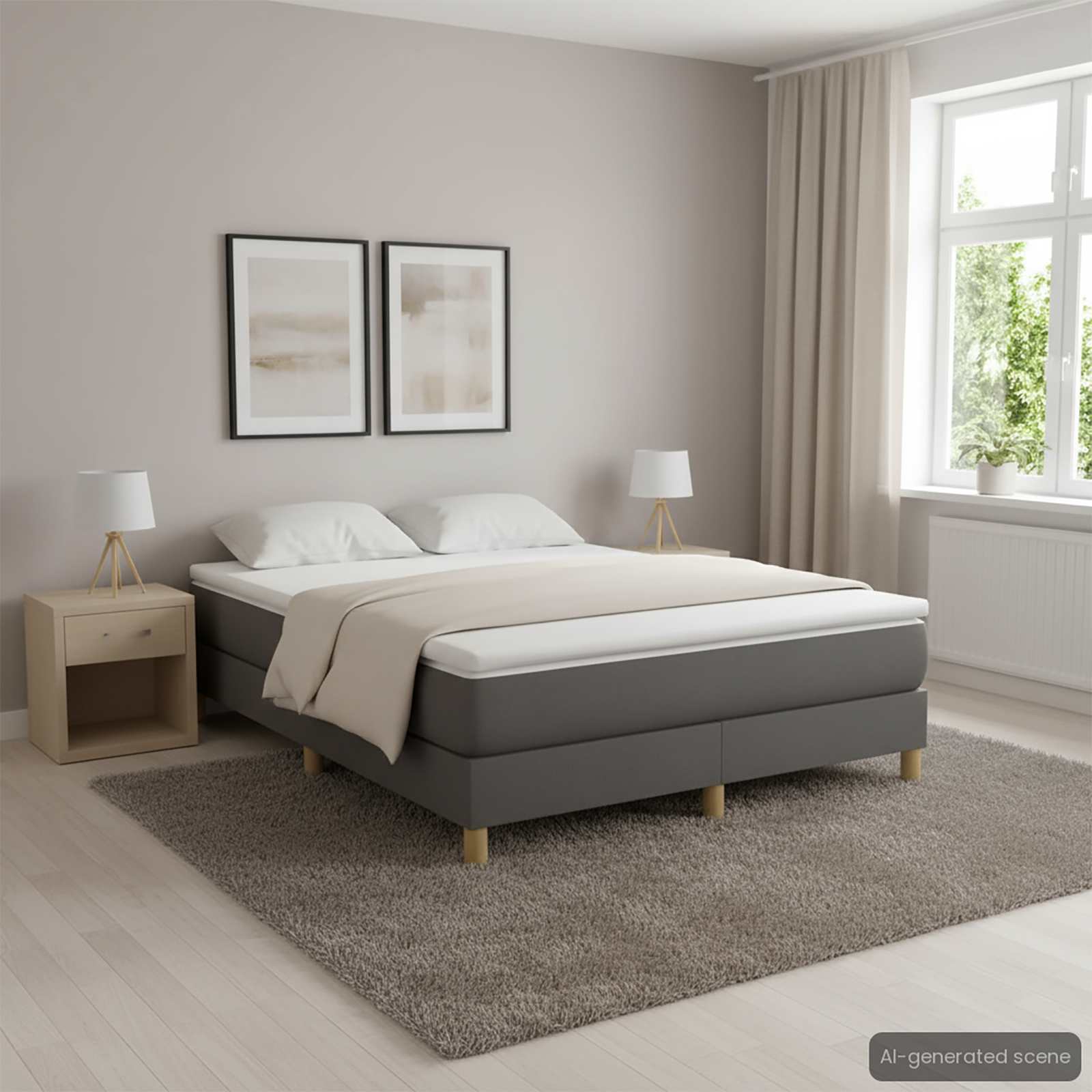 vidaXL ��ko kontynentalne, ciemnoszara, 140x200 cm, obita tkanin�