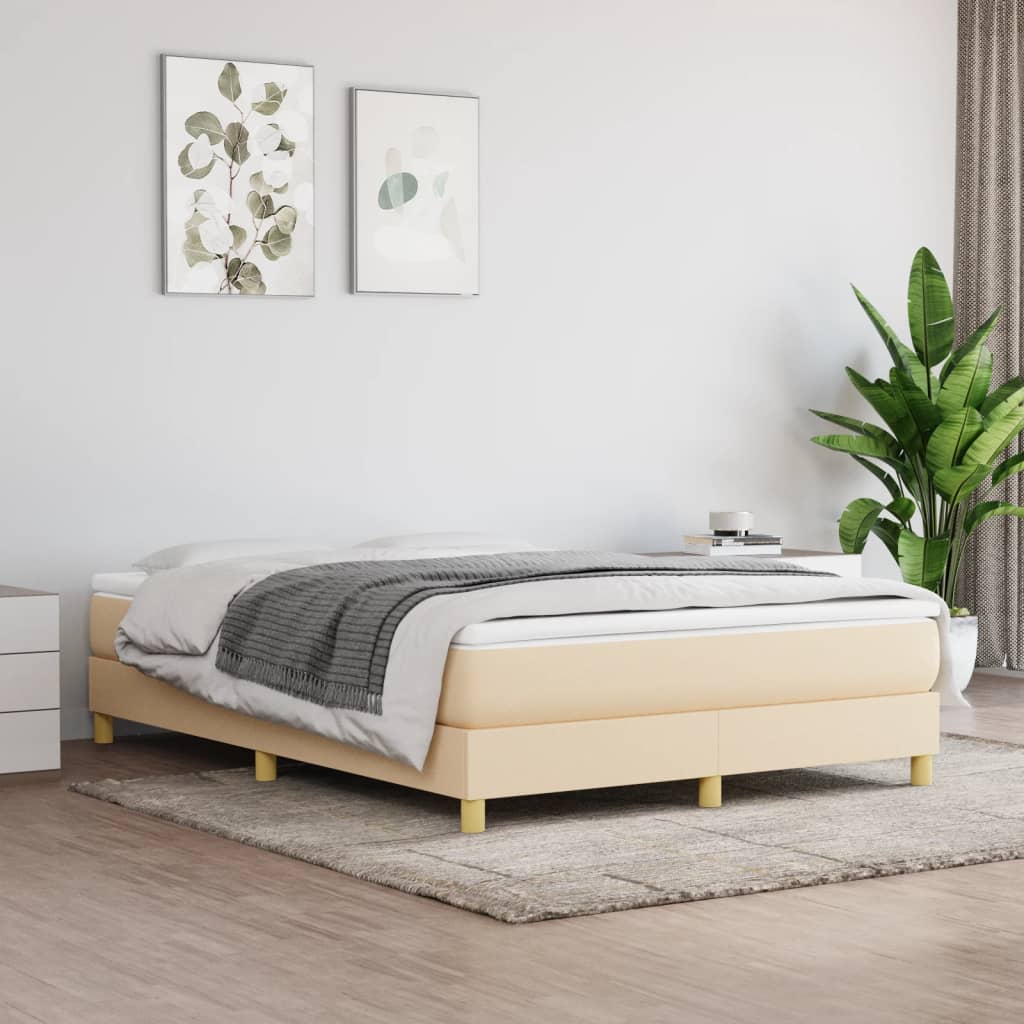 Boxspringbett Creme 140×200 cm Stoff