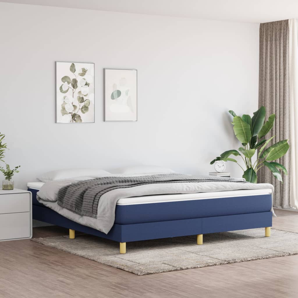 vidaXL Boxspring sengeramme 180x200 cm stof blå billede