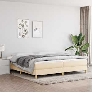 Rám postele s boxspringem krémový 200 x 200 cm textil - obrázek 1