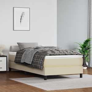 Rám postele s boxspringem krémový 80 x 200 cm umělá kůže - obrázek 1