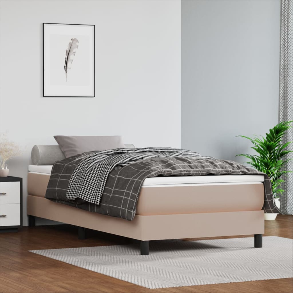 Box spring postel cappuccino 80 x 200 cm umělá kůže