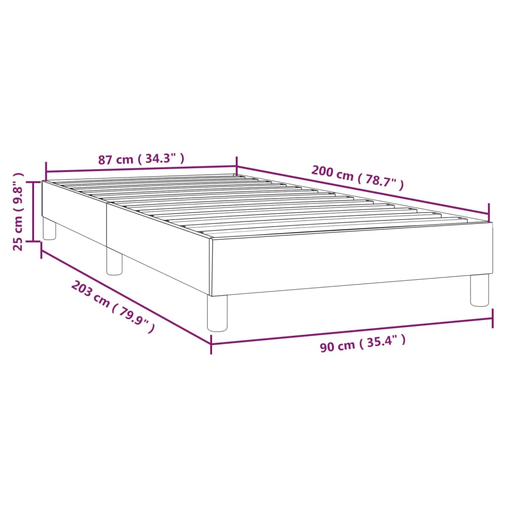 Cadru de pat box spring, cappuccino, 90x200 cm, piele ecologică