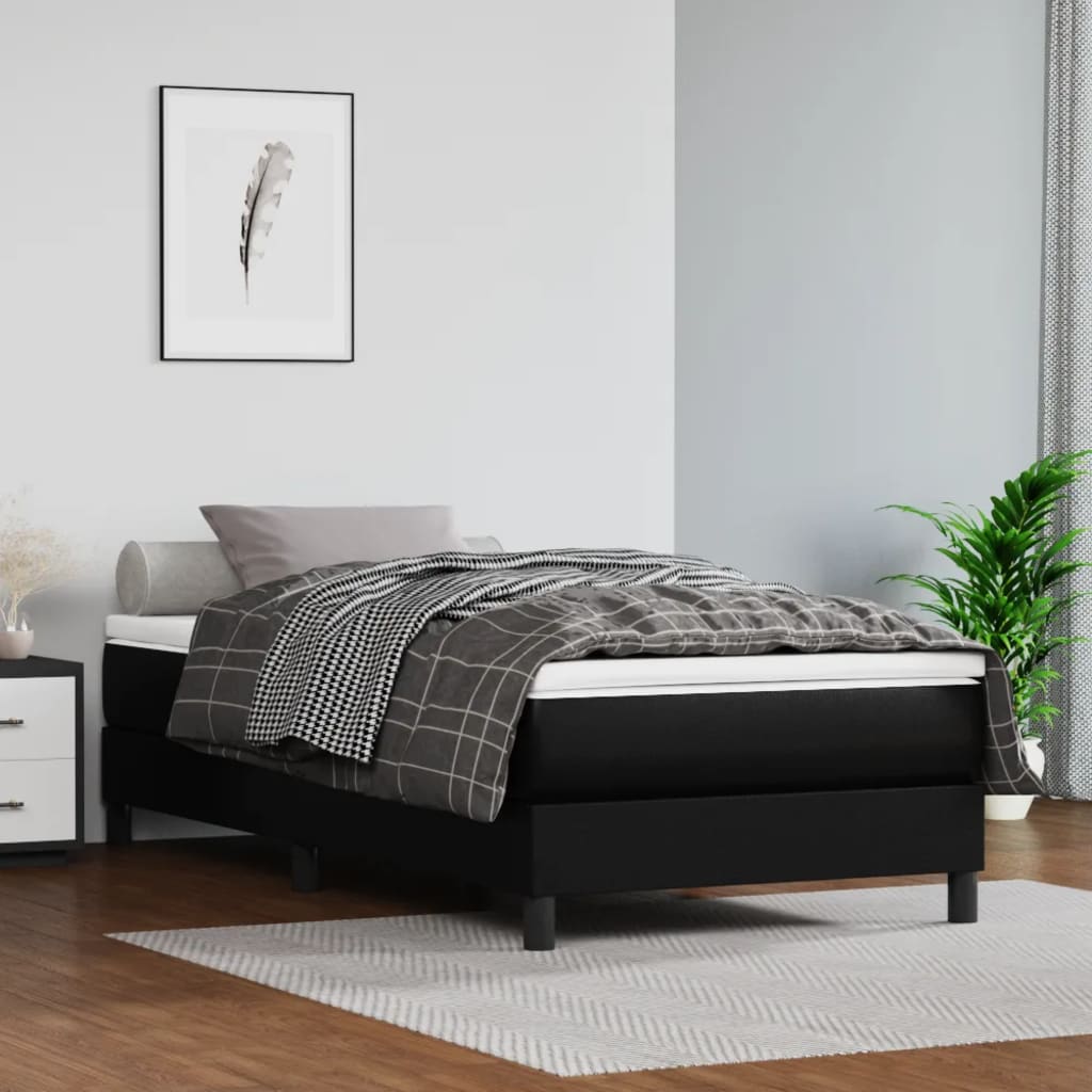 vidaXL Cadru de pat box spring, negru, 100x200 cm, piele ecologică