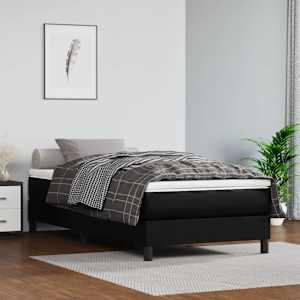 Rám postele s boxspringem černá 100 x 200 cm umělá kůže - obrázek 1