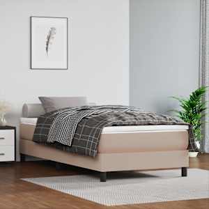 Posteljni okvir z vzmetmi kapučino 100x200 cm umetno usnje