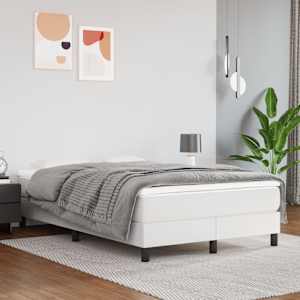 Posteljni okvir z vzmetmi bel 120x200 cm umetno usnje