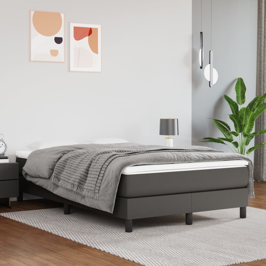 vidaXL Cadru de pat box spring, gri, 120x200 cm, piele ecologică