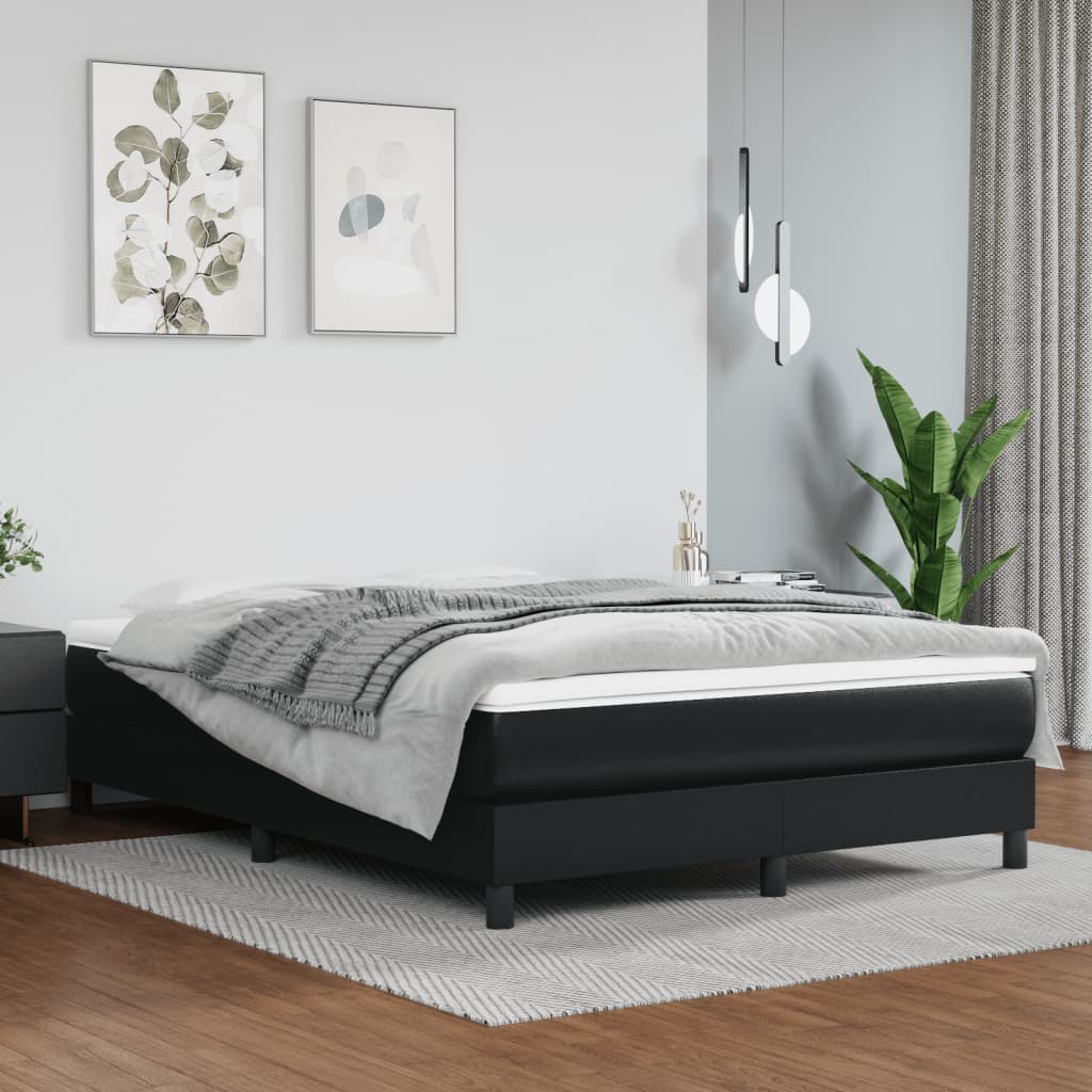 vidaXL Cadru de pat box spring, negru, 140x190 cm, piele ecologică