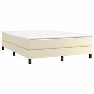 Rám postele s boxspringem krémová 140 x 190 cm umělá kůže - obrázek 3