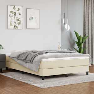 Posteljni okvir z vzmetmi krem 140x190 cm umetno usnje