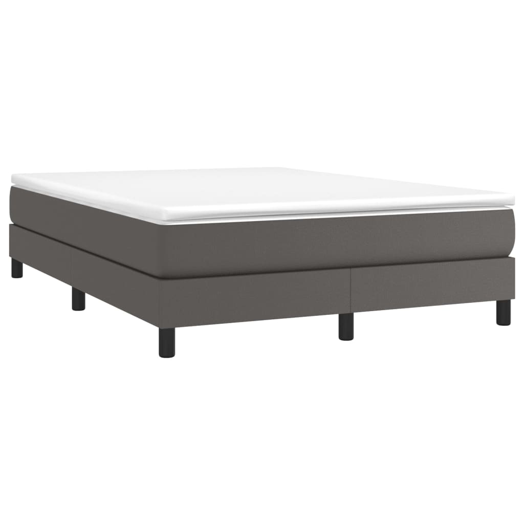 Box spring postel šedá 140 x 190 cm umělá kůže
