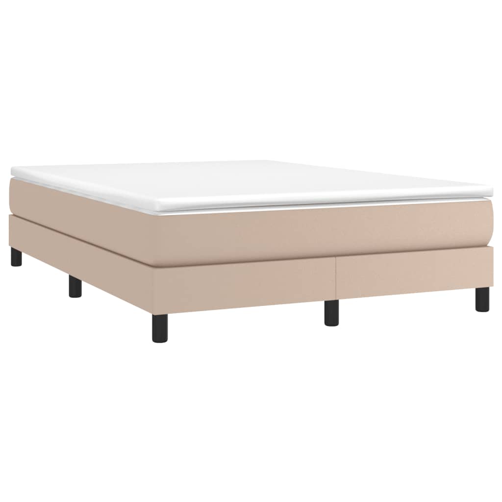 vidaXL Bedframe kunstleer cappuccinokleurig 140x190 cm afbeelding