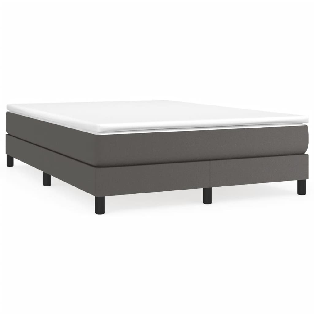 Box spring postel šedá 140 x 200 cm umělá kůže