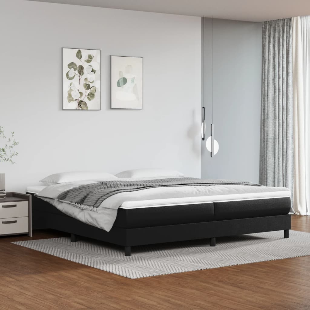 vidaXL Cadru de pat box spring, negru, 200x200 cm, piele ecologică