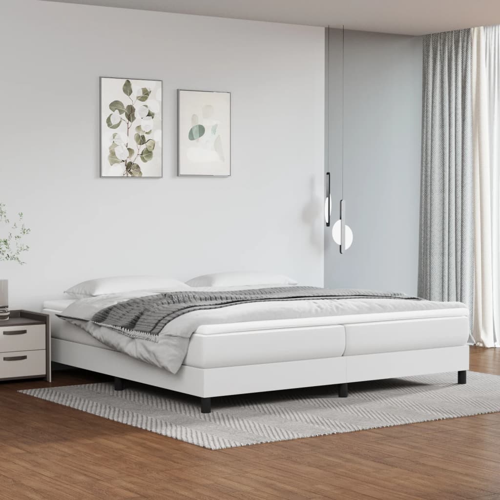 vidaXL Cadru de pat box spring, alb, 200x200 cm, piele ecologică