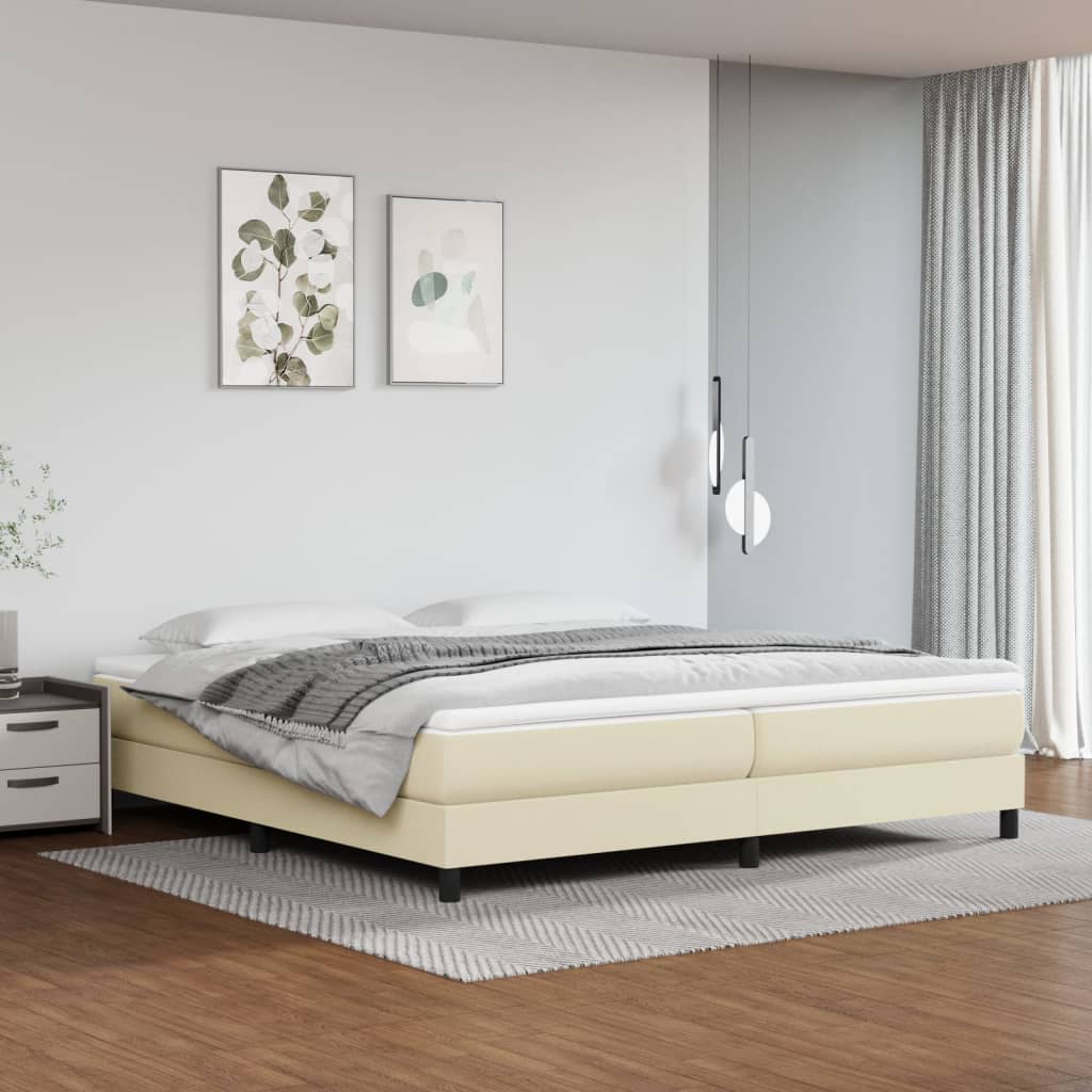 Boxspringbett Creme 200×200 cm Kunstleder