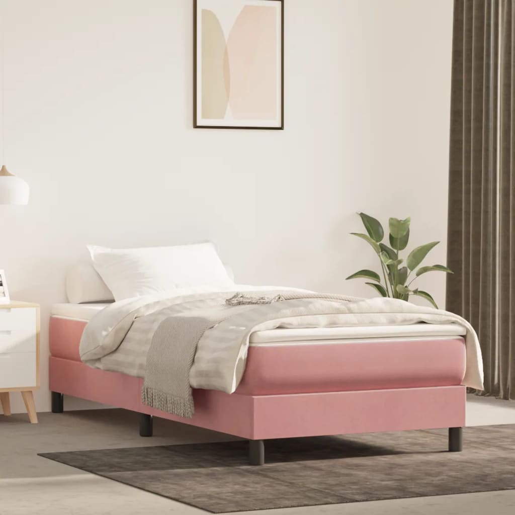 Box spring postel růžová 90 x 190 cm samet