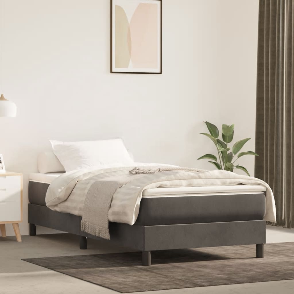 vidaXL Cadru de pat box spring, gri închis, 90x200 cm, catifea