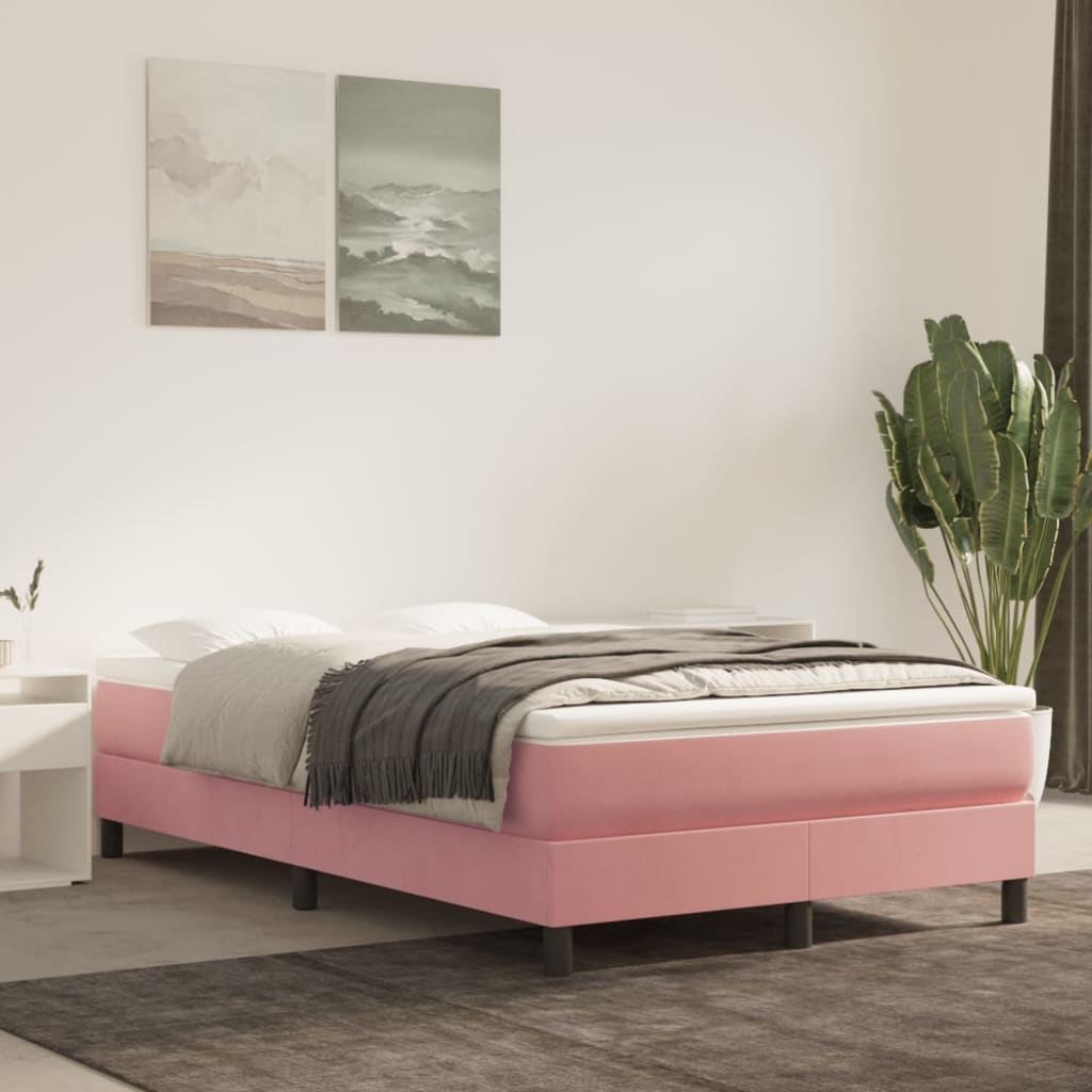 vidaXL Boxspring sengeramme 120x200 cm fløjl pink billede