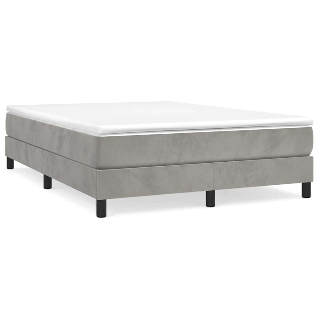 vidaXL Boxspring bed 140x200 cm fluweel lichtgrijs grijs, foto 3