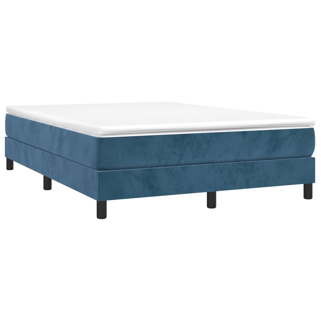 vidaXL Bedframe zonder matras 140x200 cm fluweel donkerblauw afbeelding