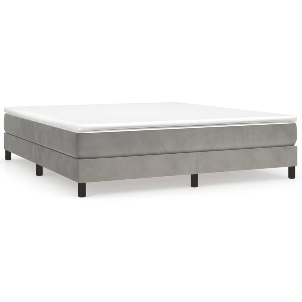 VidaXL Boxspring Bed 160x200 Cm Fluweel Lichtgrijs