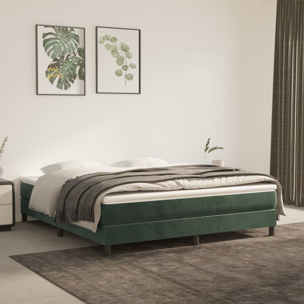 vidaXL Cadru de pat box spring, verde închis, 160x200 cm, catifea